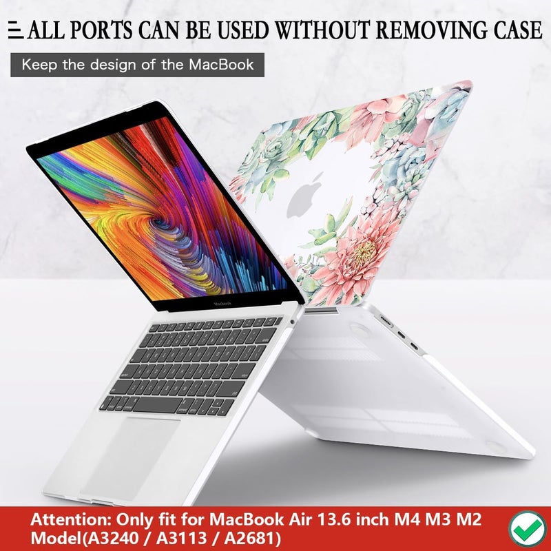 CISSOOK Compatible with MacBook Air 13.6 Inch Case 2022 2024 2025 Release M2 M3 M4, Succulent Plants Cover with Keyboard Cover USB Adapter for MacBook Air 13.6 inch A2681 A3113 A3240- Succulents - Image 5